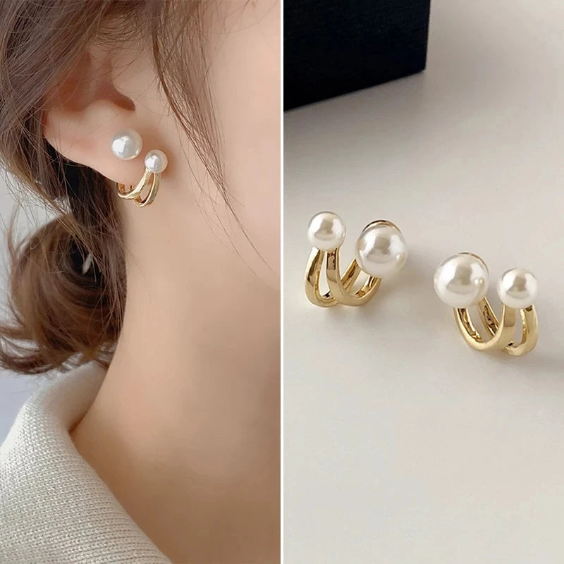 14K Gold Zircon Pearl Twist Stud Earrings – Luxury Women’s Jewelry