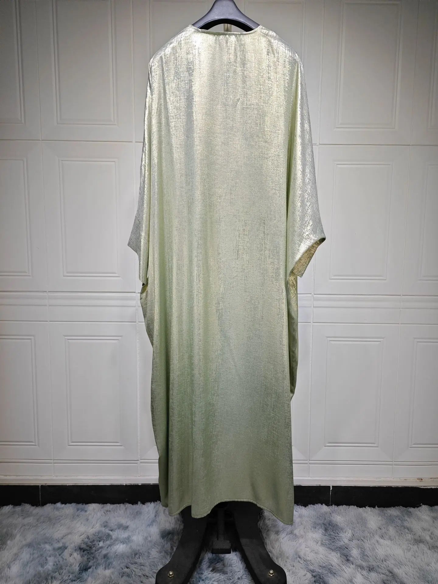 Luxury Satin Open Abaya – Shiny Batwing Eid Party Kaftan Dress