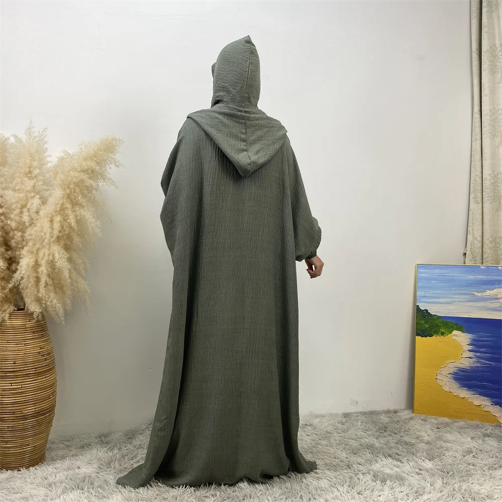 Hooded Batwing Abaya – Solid Color Ramadan Djellaba for Women