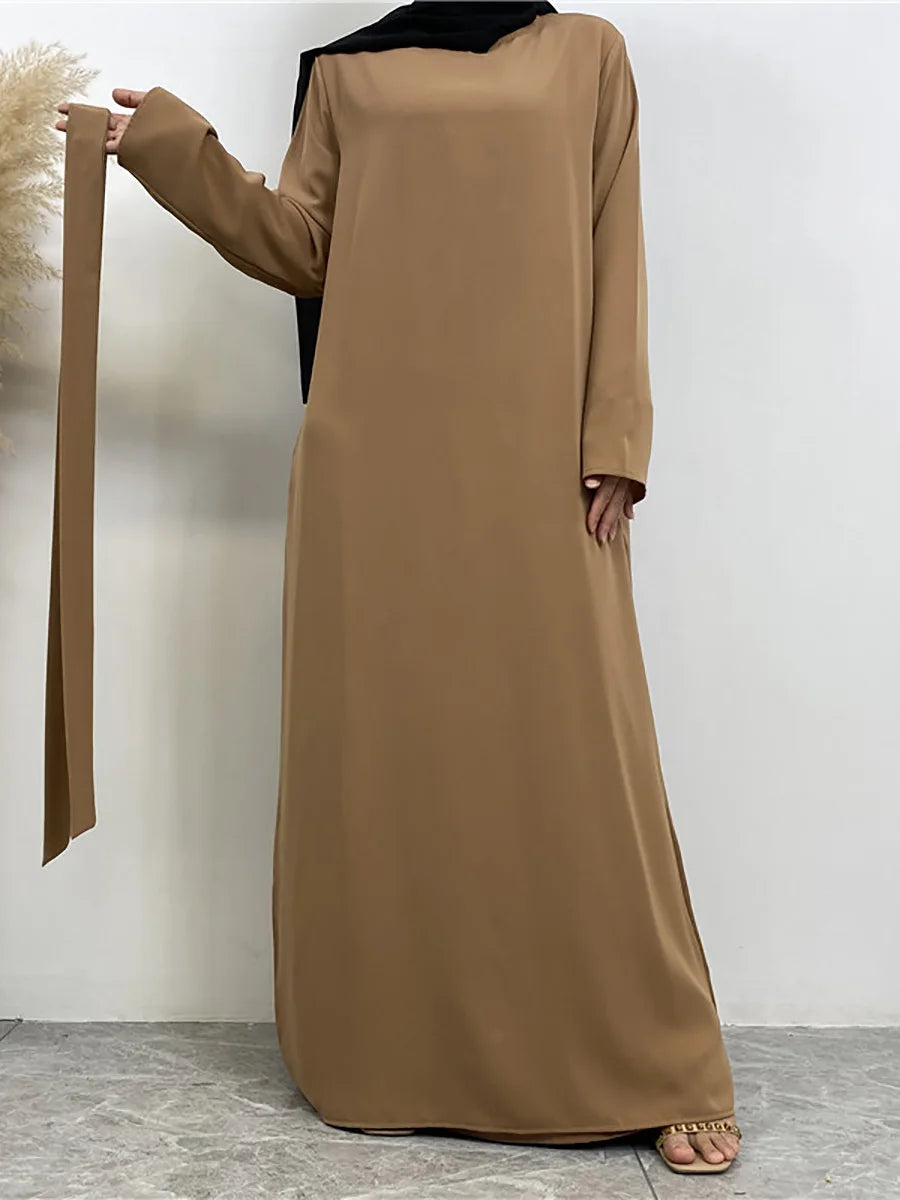 Modest Turkish Kaftan Abaya – Elegant Muslim Ramadan Maxi Dress