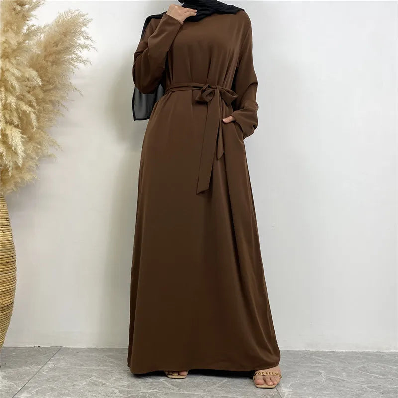 Modest Turkish Kaftan Abaya – Elegant Muslim Ramadan Maxi Dress