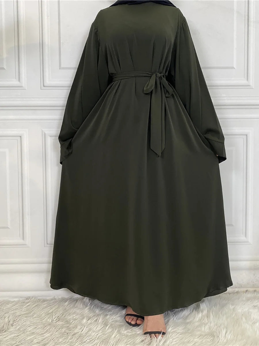 Modest Turkish Kaftan Abaya – Muslim Ramadan Maxi Dress for Women