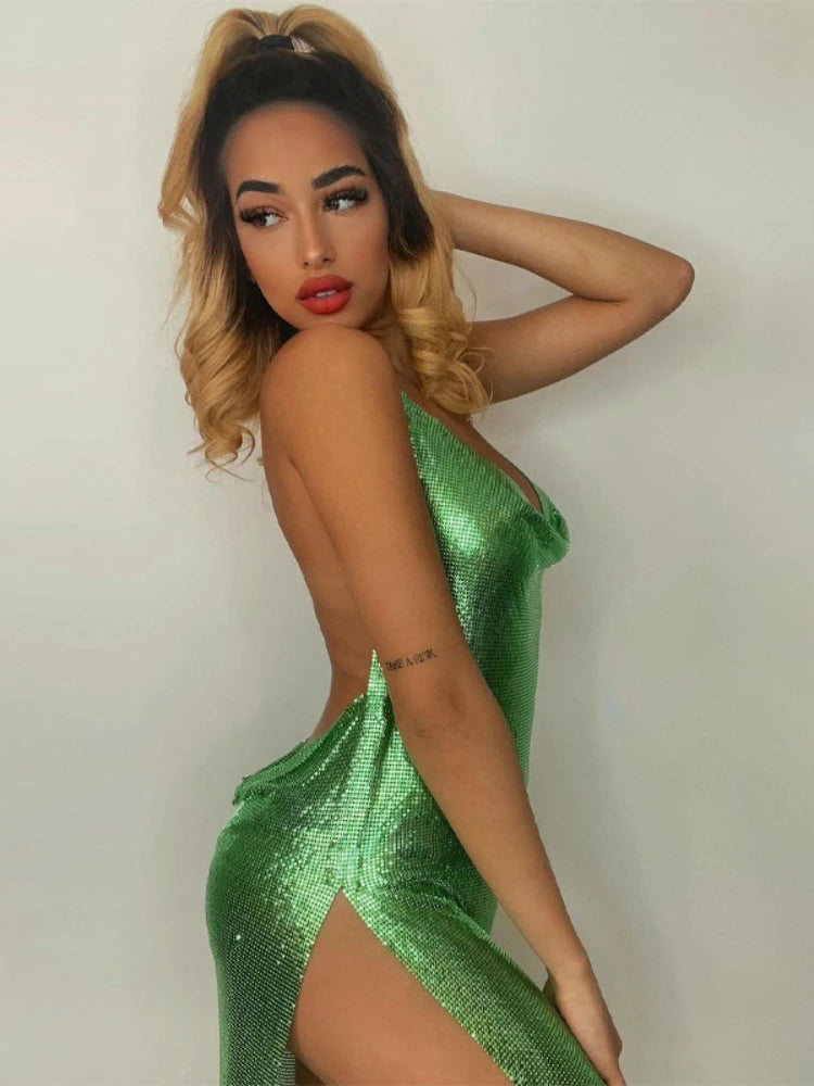 Elegant Sequin Backless Mini Dress – Women Party Dress