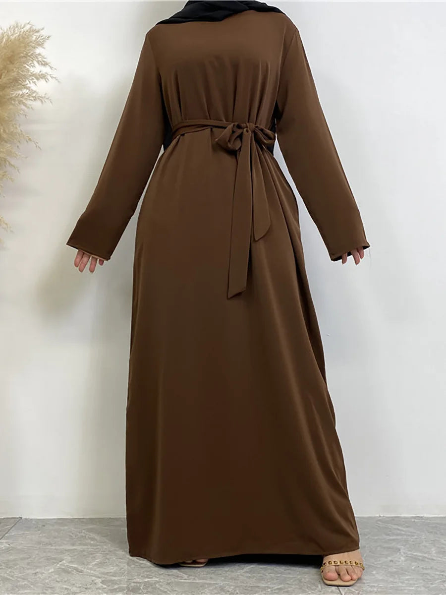 Modest Turkish Kaftan Abaya – Elegant Muslim Ramadan Maxi Dress