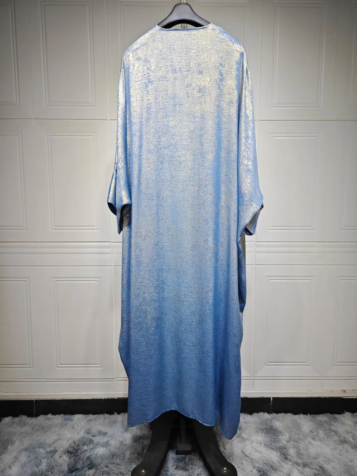 Luxury Satin Open Abaya – Shiny Batwing Eid Party Kaftan Dress