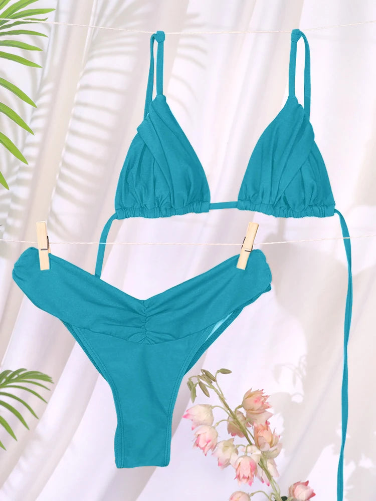 Elegant Solid Triangle Bikini Set – Sexy Beachwear