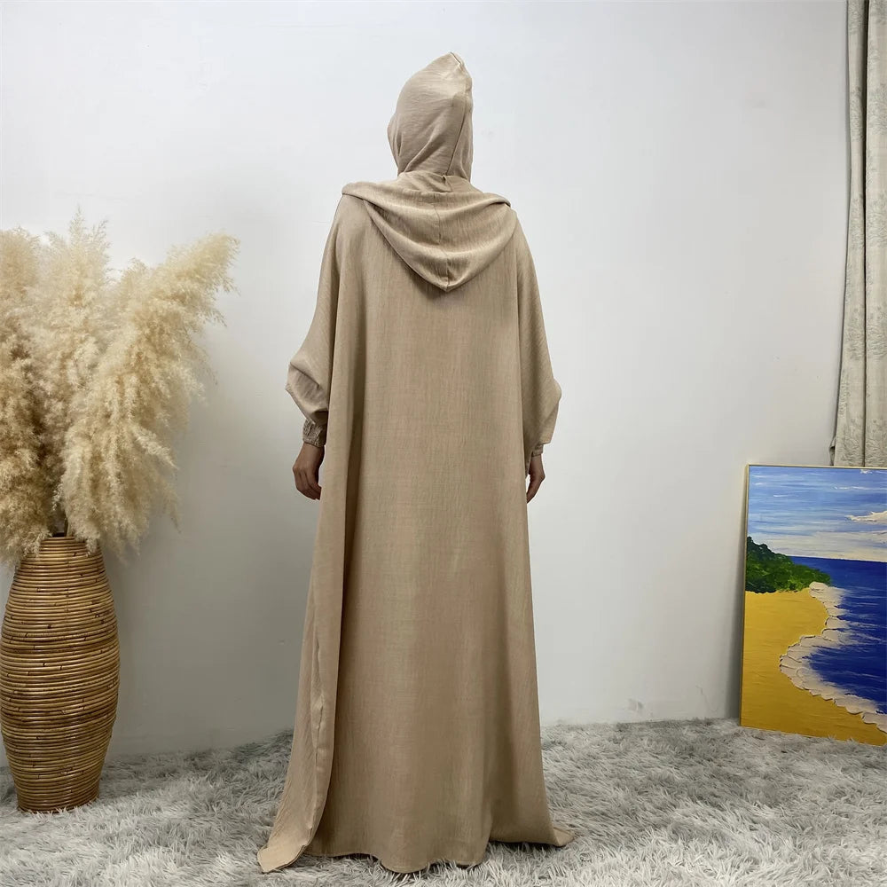 Hooded Batwing Abaya – Solid Color Ramadan Djellaba for Women