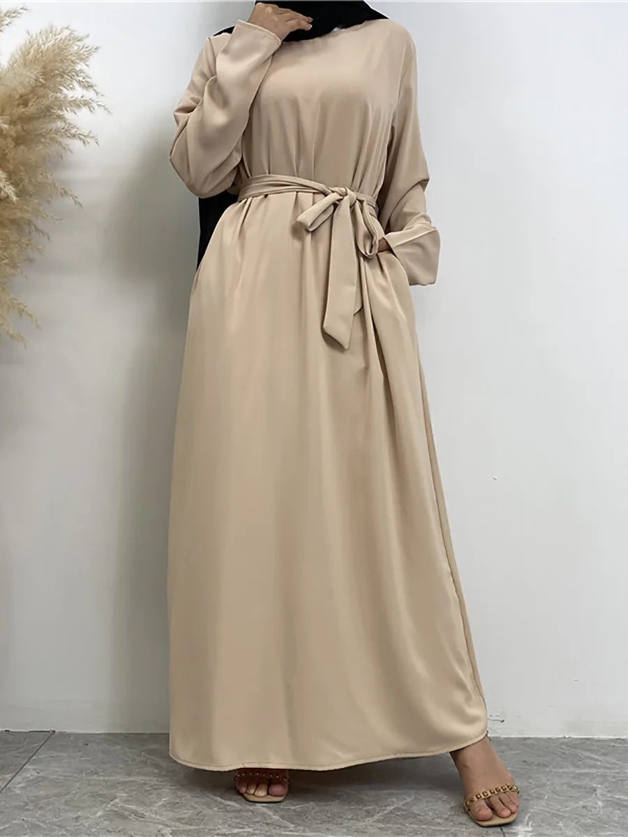 Modest Turkish Kaftan Abaya – Elegant Muslim Ramadan Maxi Dress