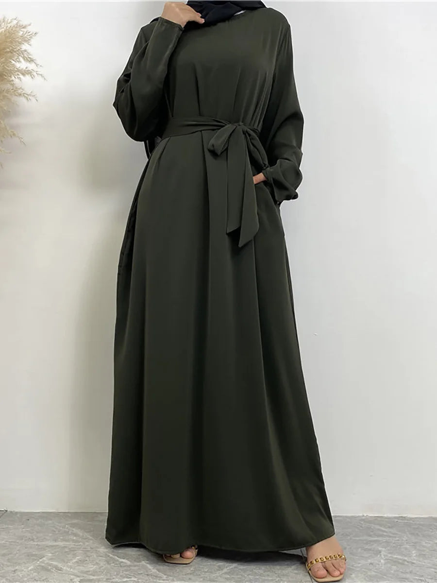 Modest Turkish Kaftan Abaya – Elegant Muslim Ramadan Maxi Dress