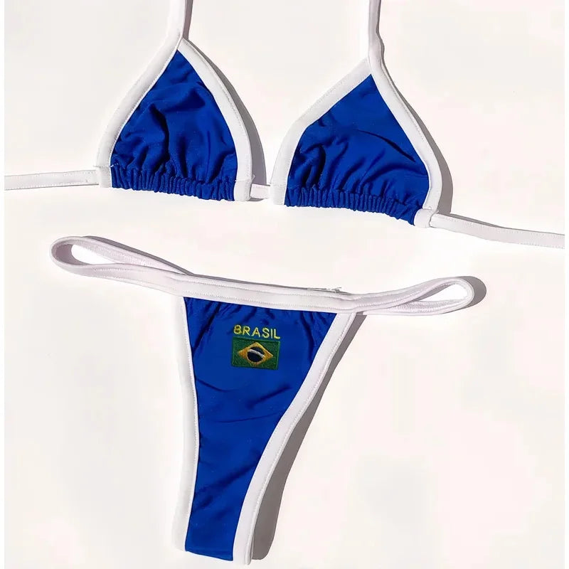 Brazil Flag Embroidery Bikini Set – Women Swimwear