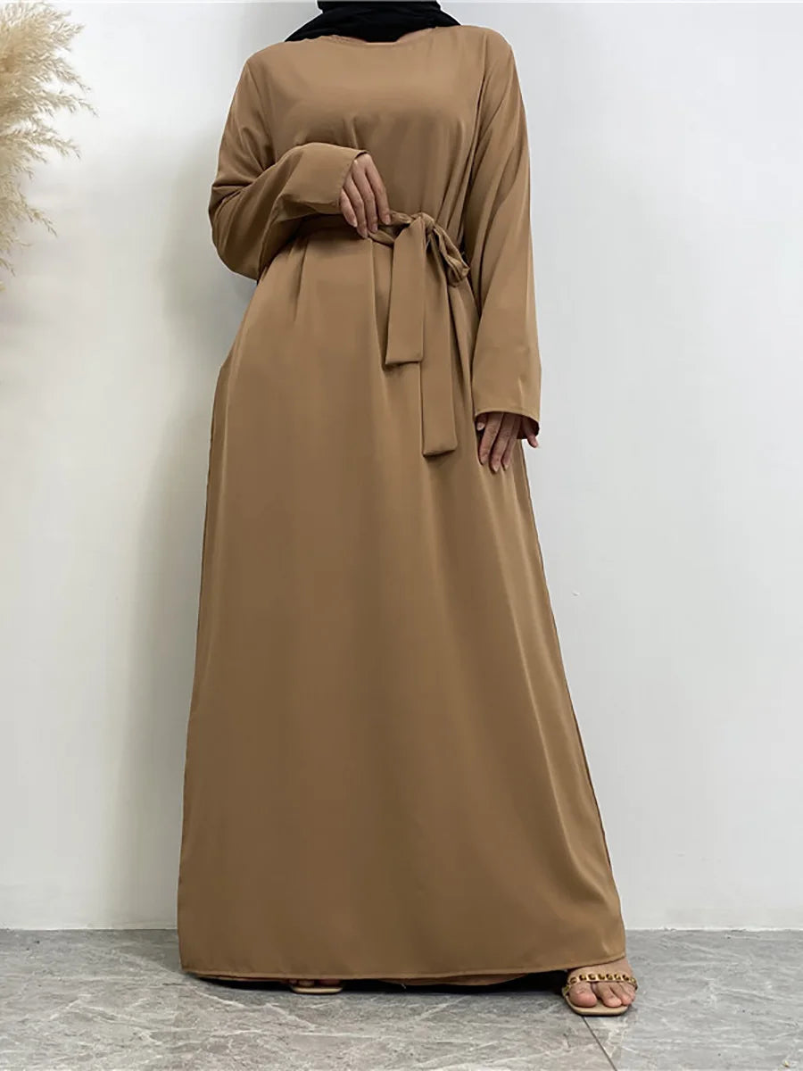 Modest Turkish Kaftan Abaya – Elegant Muslim Ramadan Maxi Dress
