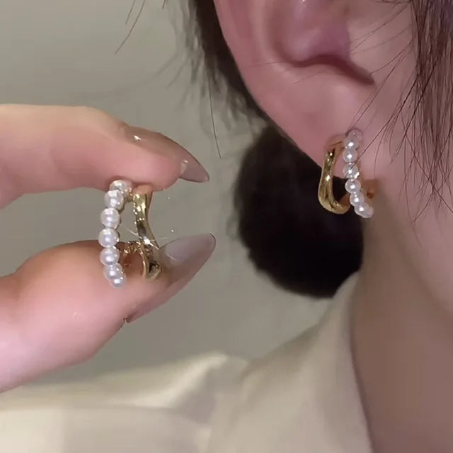 14K Gold Zircon Pearl Twist Stud Earrings – Luxury Women’s Jewelry