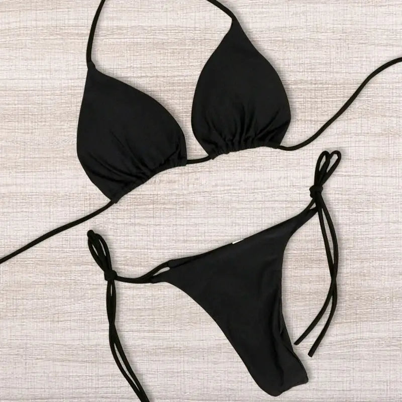 Neck Strap Bikini Set – Adjustable Multi-Color Swimwear
