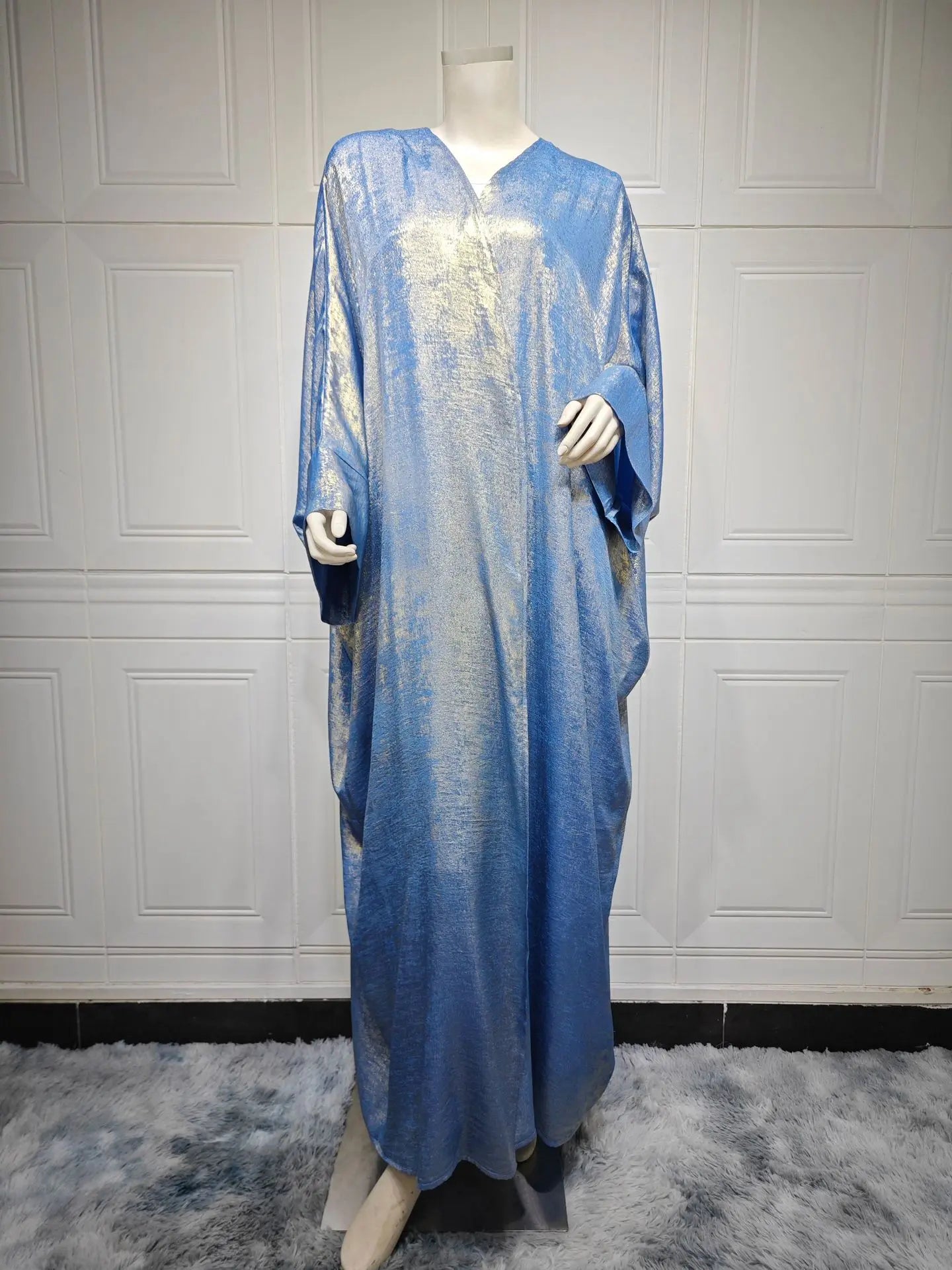 Luxury Satin Open Abaya – Shiny Batwing Eid Party Kaftan Dress