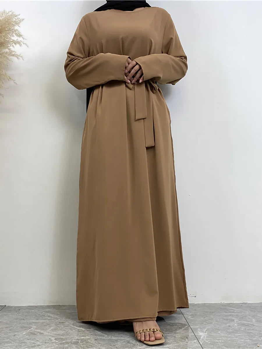 Modest Turkish Kaftan Abaya – Elegant Muslim Ramadan Maxi Dress