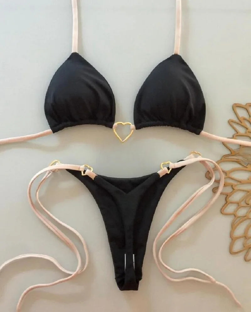 Sexy Triangle Thong Bikini Set – Women Beachwear