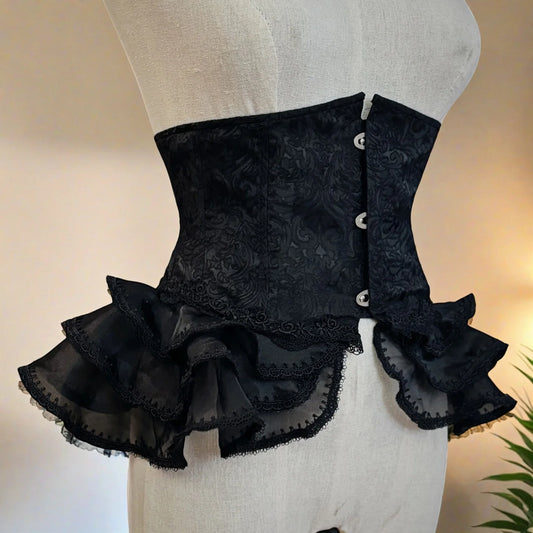 Steel Boned Strapless Lace-Up Corset Top – Gothic Front Button Bustier