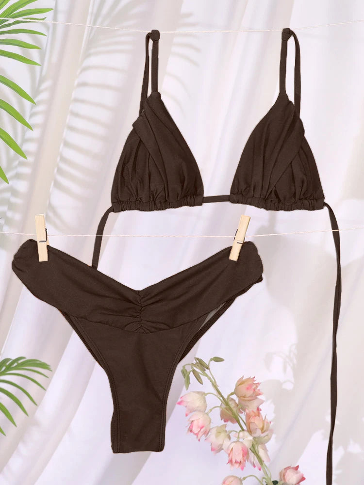 Elegant Solid Triangle Bikini Set – Sexy Beachwear