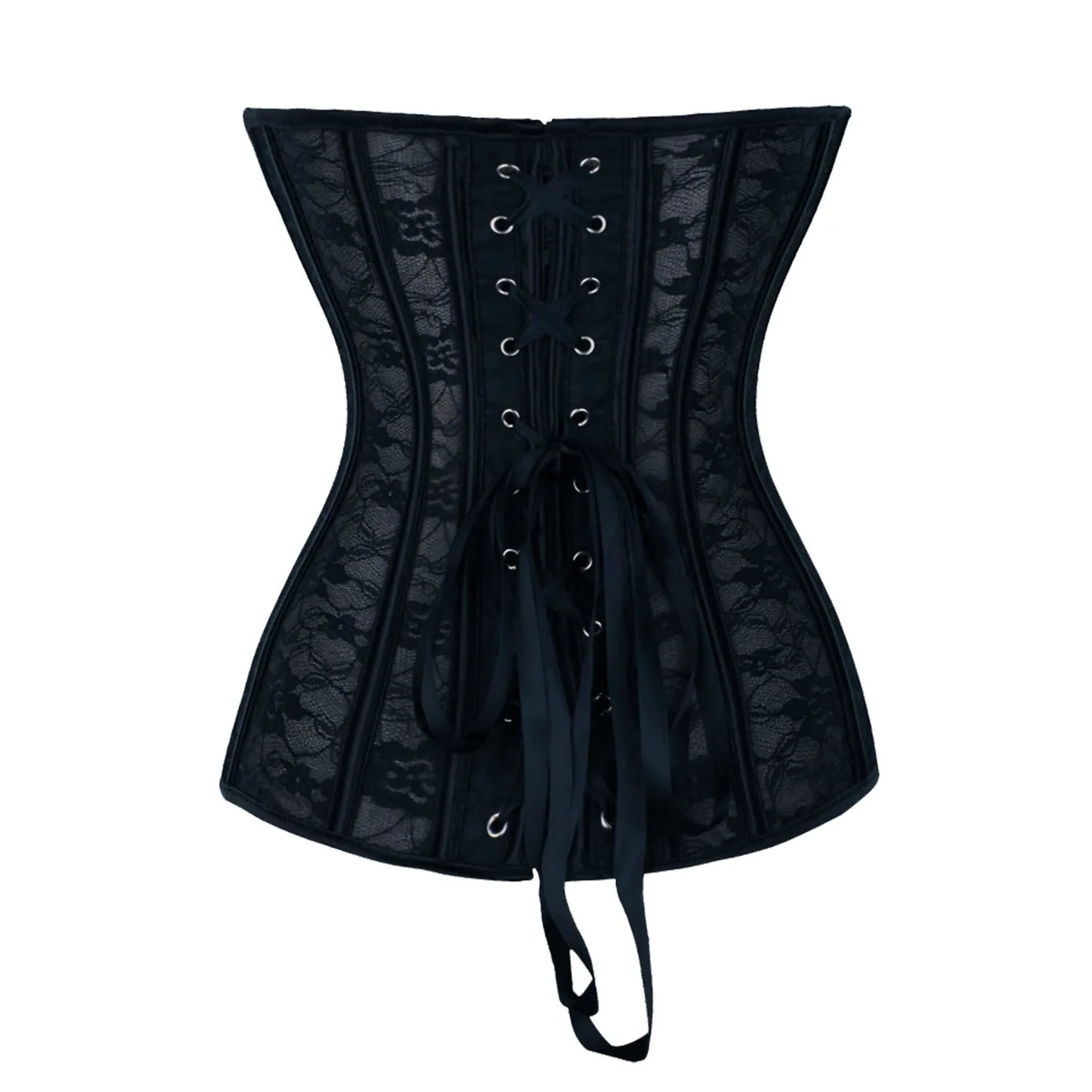 Steel Boned Strapless Lace Corset Top – Gothic Front Button Bustier