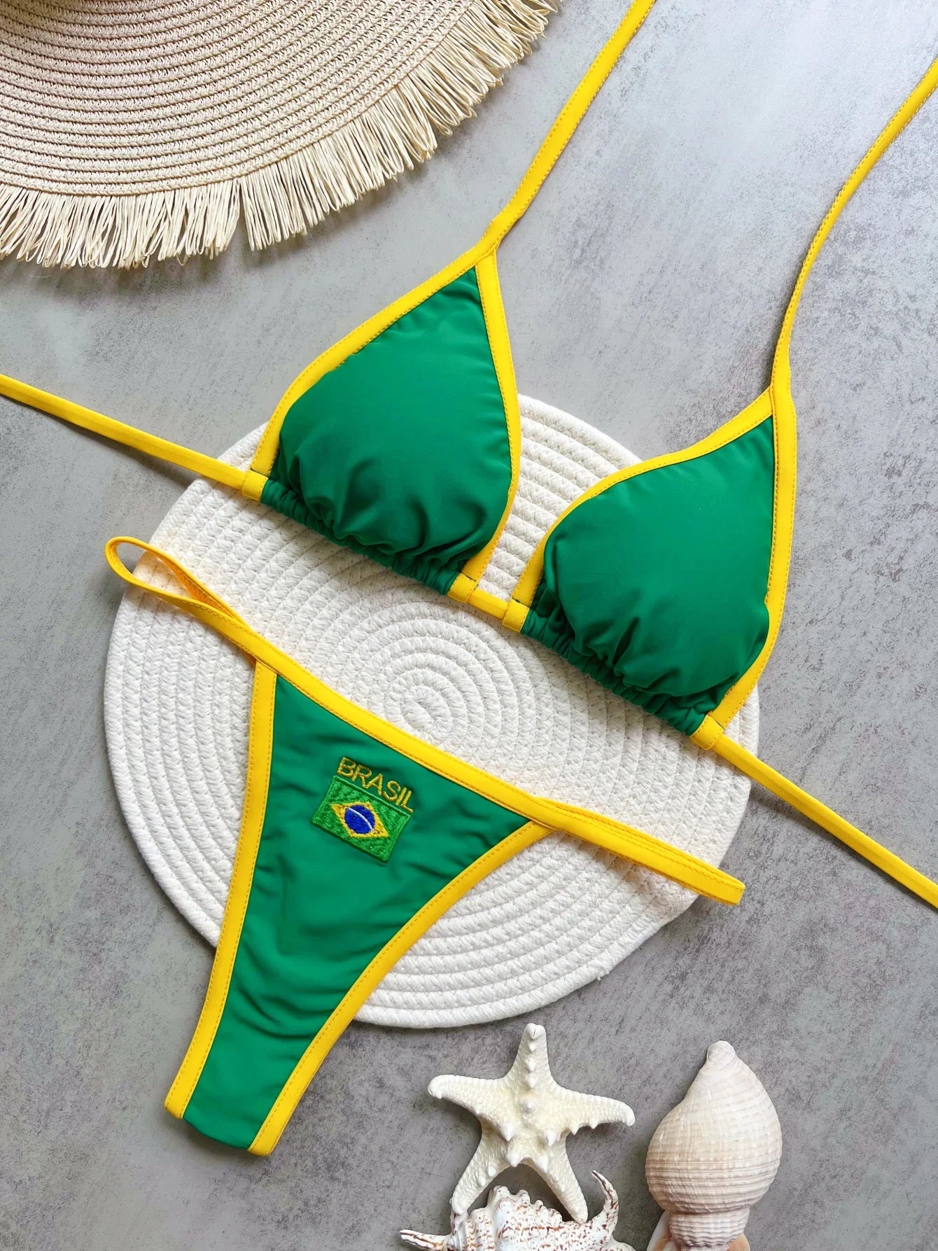 Brazil Flag Embroidery Bikini Set – Women Swimwear