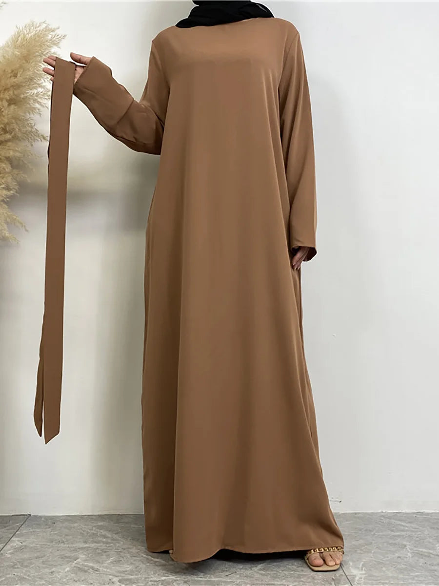 Modest Turkish Kaftan Abaya – Elegant Muslim Ramadan Maxi Dress