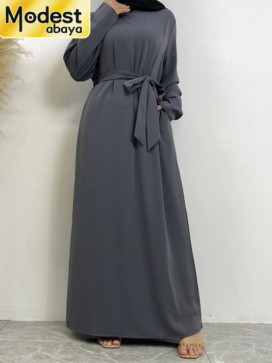 Modest Turkish Kaftan Abaya – Elegant Muslim Ramadan Maxi Dress