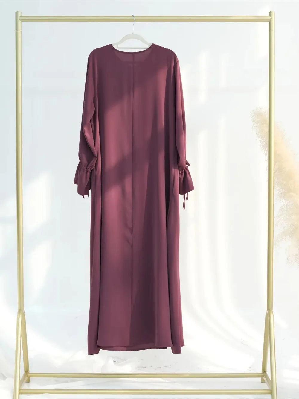 Bow Lace-Up Abaya Kaftan – Elegant Muslim Eid Maxi Dress 2026