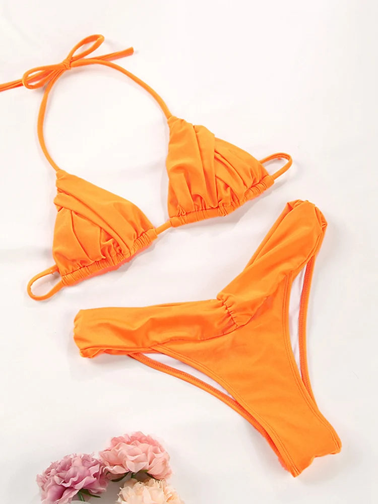 Elegant Solid Triangle Bikini Set – Sexy Beachwear