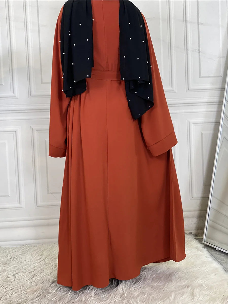 Modest Turkish Kaftan Abaya – Muslim Ramadan Maxi Dress for Women