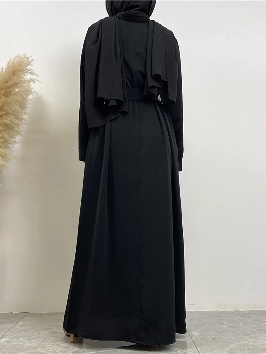 Modest Turkish Kaftan Abaya – Elegant Muslim Ramadan Maxi Dress