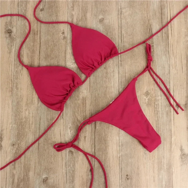 Push-Up Padded Bikini Set – Sexy Thong Two-Piece Women’s Swimwear