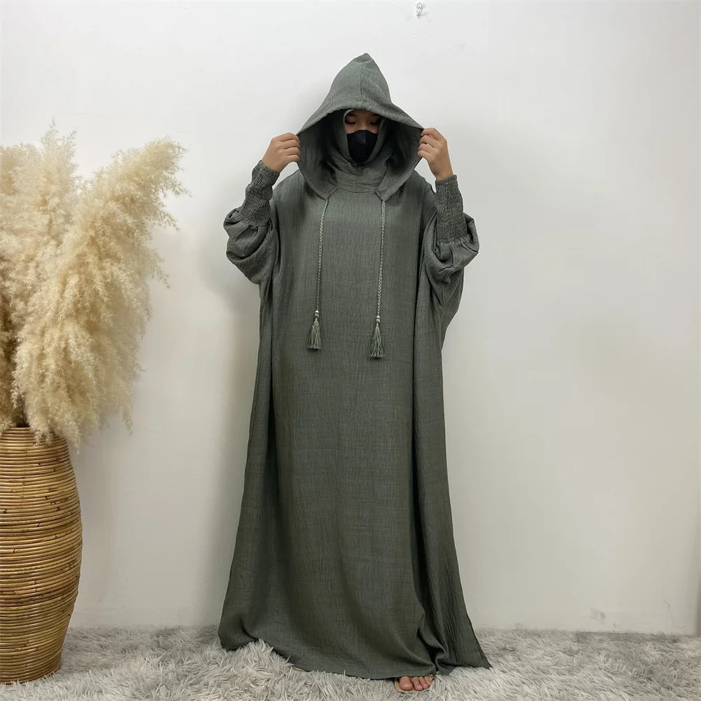 Hooded Batwing Abaya – Solid Color Ramadan Djellaba for Women