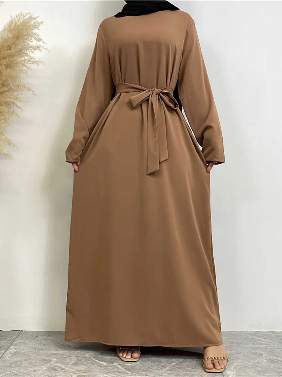 Modest Turkish Kaftan Abaya – Elegant Muslim Ramadan Maxi Dress