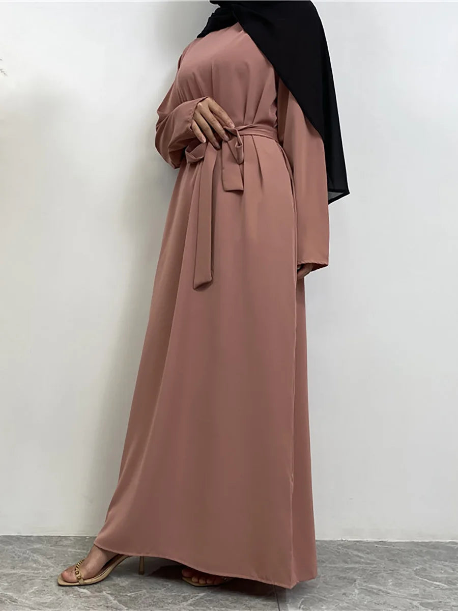 Modest Turkish Kaftan Abaya – Elegant Muslim Ramadan Maxi Dress