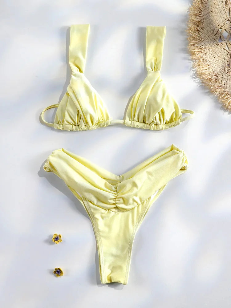 Elegant Solid Triangle Bikini Set – Sexy Beachwear