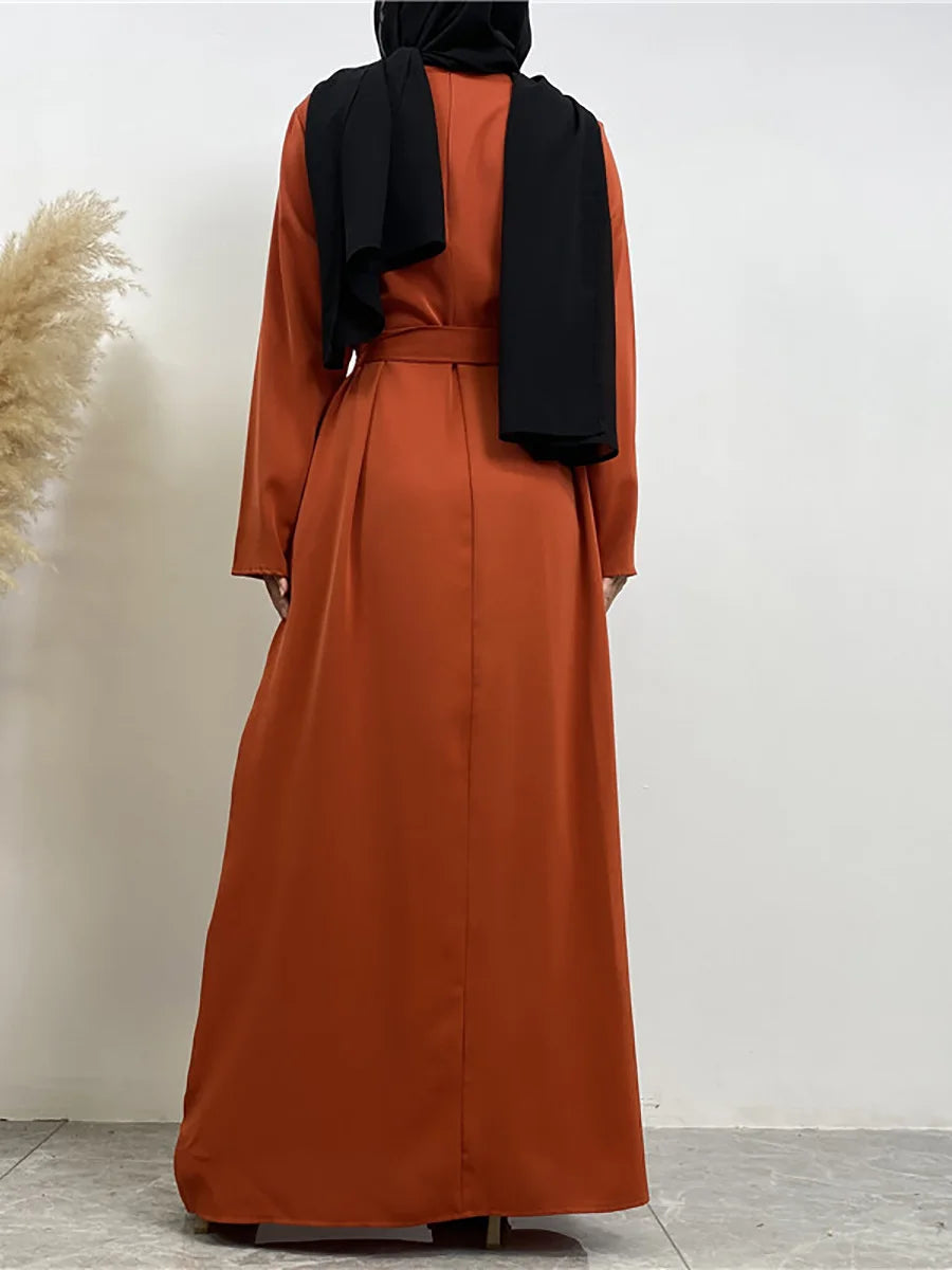 Modest Turkish Kaftan Abaya – Elegant Muslim Ramadan Maxi Dress