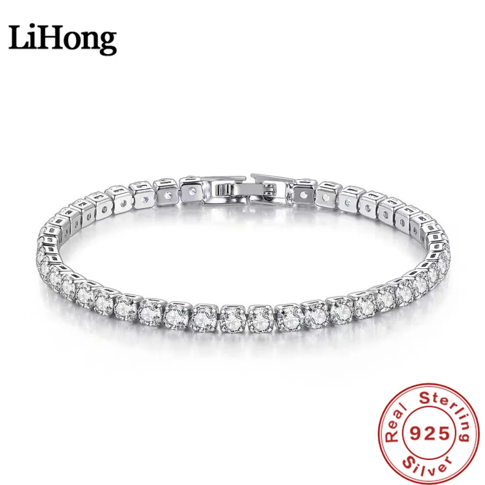 S925 Sterling Silver Zircon Tennis Bracelet – Elegant Women’s Wedding Jewelry (4mm)
