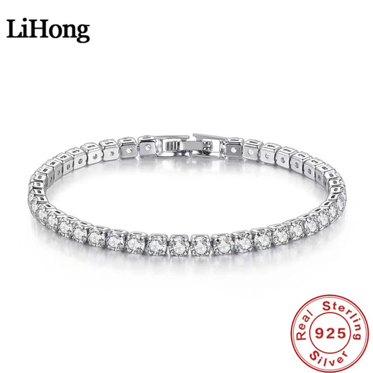 S925 Sterling Silver Zircon Tennis Bracelet – Elegant Women’s Wedding Jewelry (4mm)