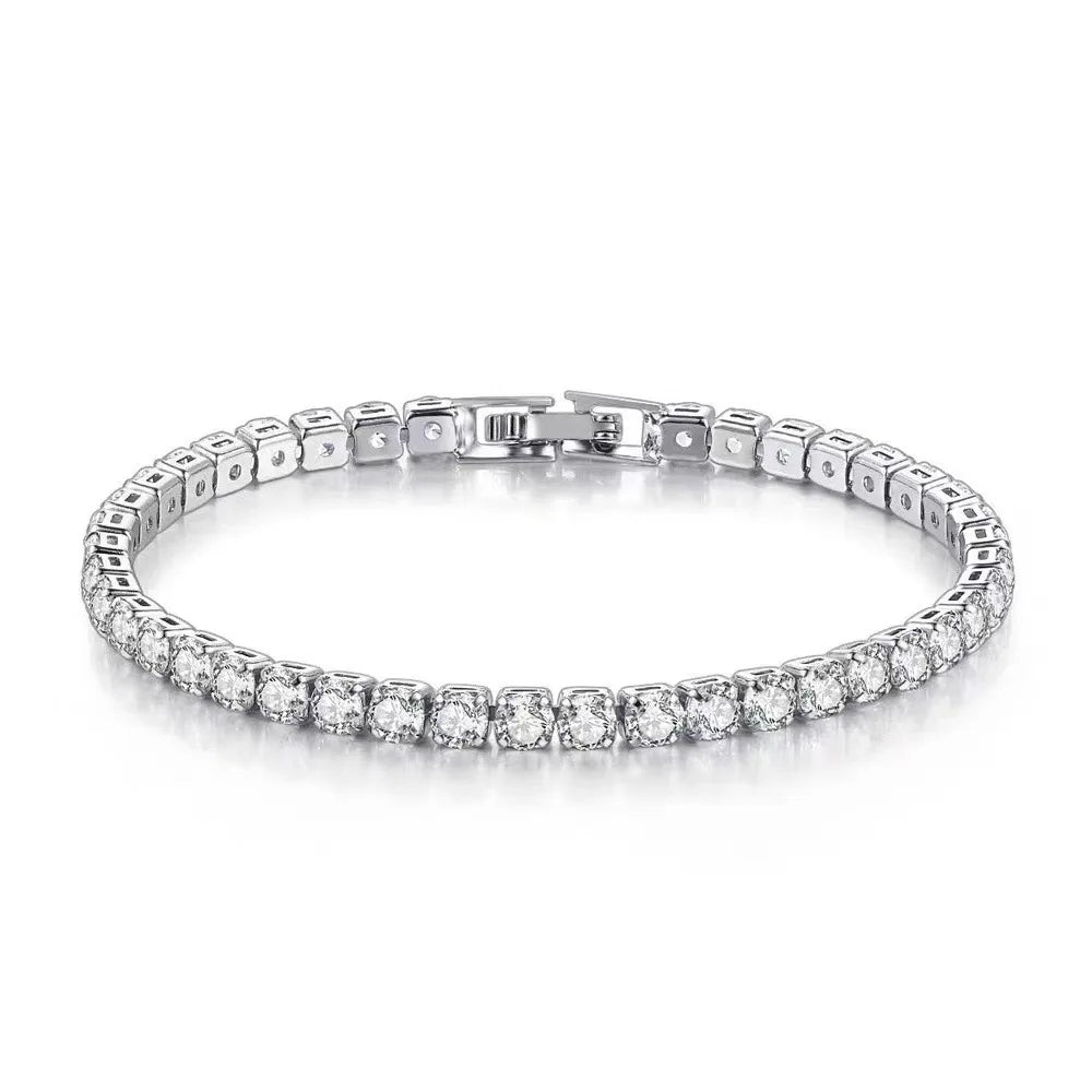 S925 Sterling Silver Zircon Tennis Bracelet – Elegant Women’s Wedding Jewelry (4mm)