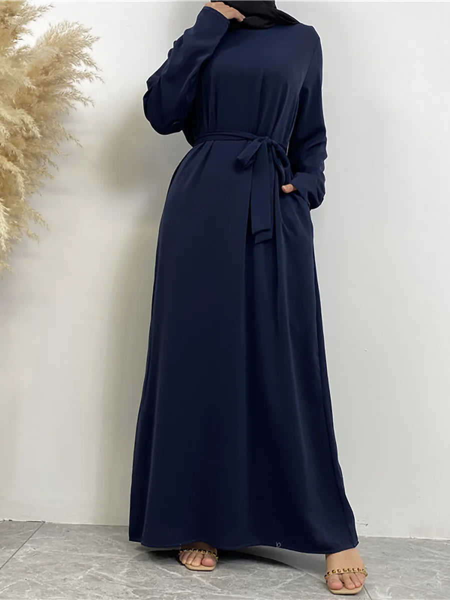 Modest Turkish Kaftan Abaya – Elegant Muslim Ramadan Maxi Dress