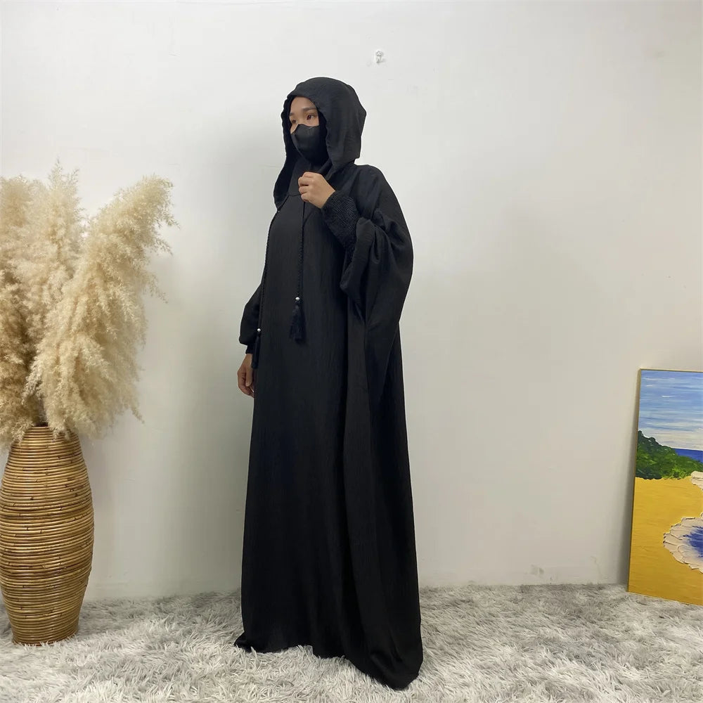 Hooded Batwing Abaya – Solid Color Ramadan Djellaba for Women
