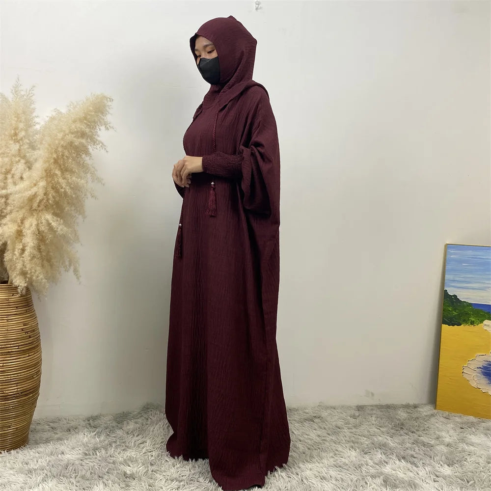 Hooded Batwing Abaya – Solid Color Ramadan Djellaba for Women