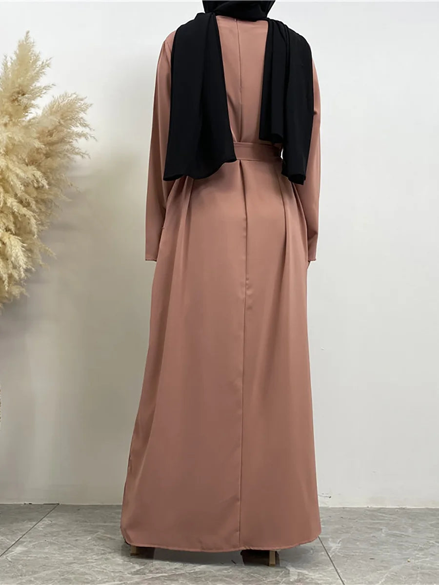 Modest Turkish Kaftan Abaya – Elegant Muslim Ramadan Maxi Dress