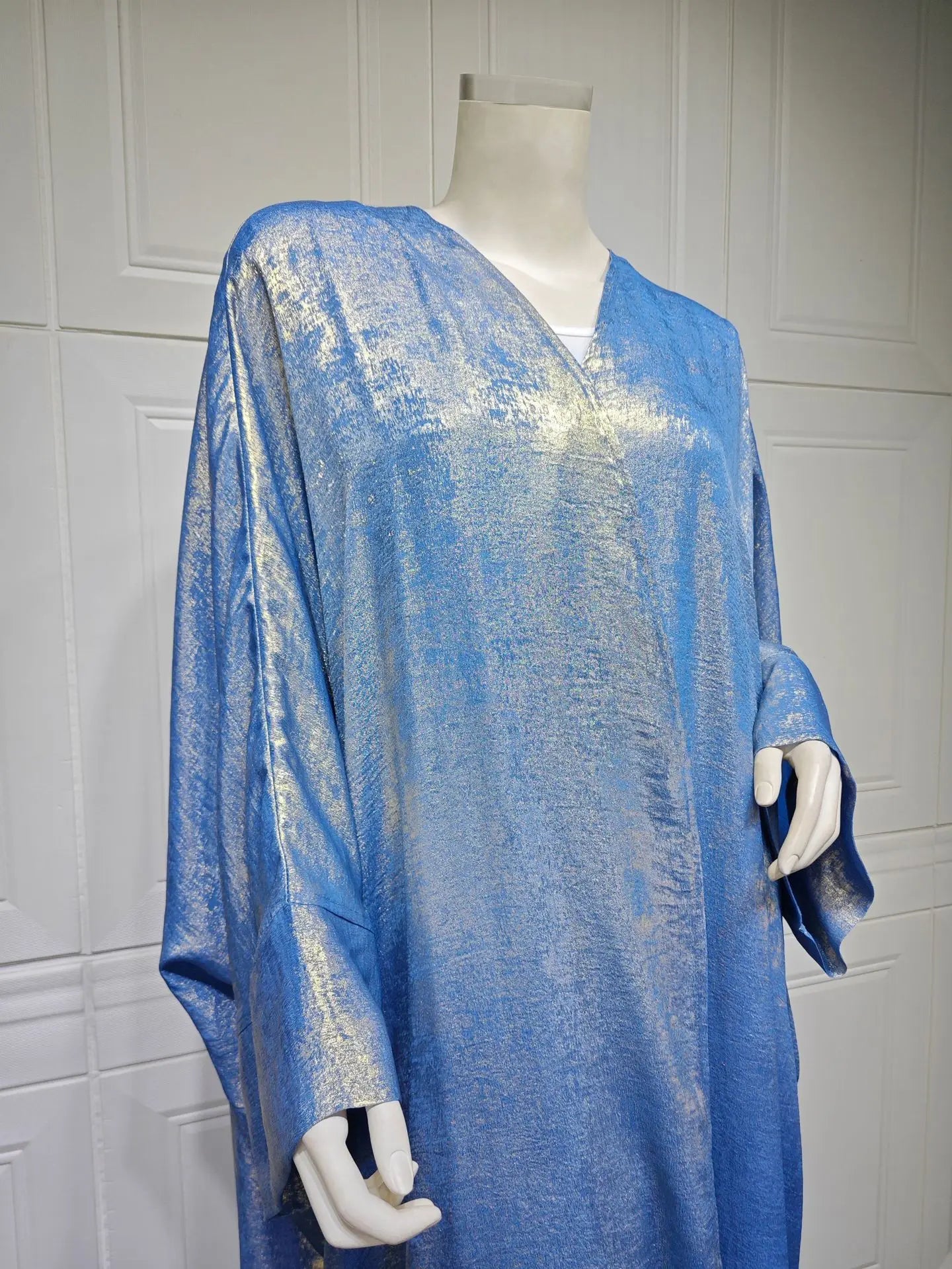 Luxury Satin Open Abaya – Shiny Batwing Eid Party Kaftan Dress
