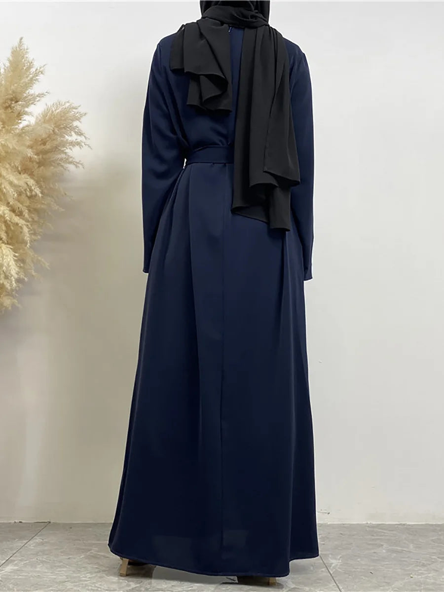 Modest Turkish Kaftan Abaya – Elegant Muslim Ramadan Maxi Dress