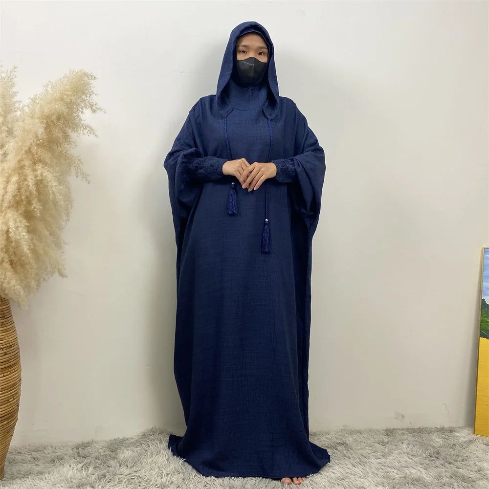 Hooded Batwing Abaya – Solid Color Ramadan Djellaba for Women