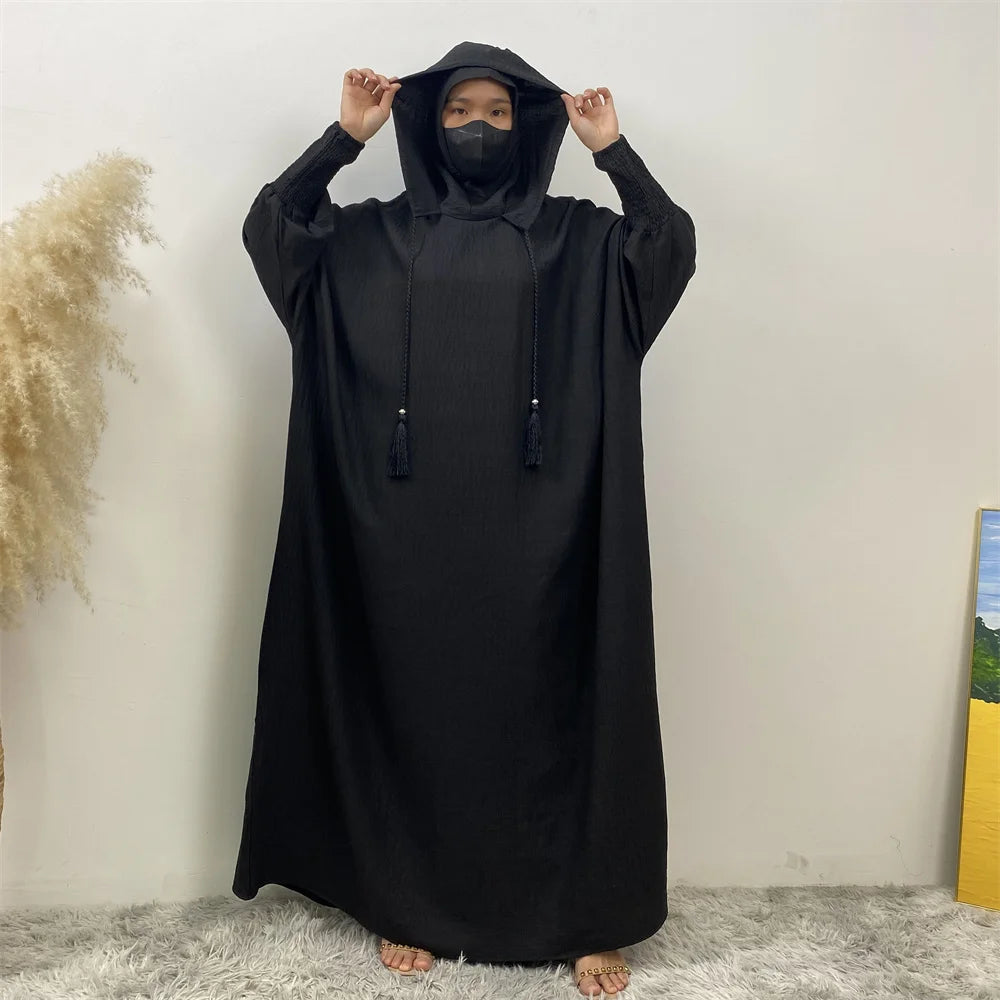 Hooded Batwing Abaya – Solid Color Ramadan Djellaba for Women
