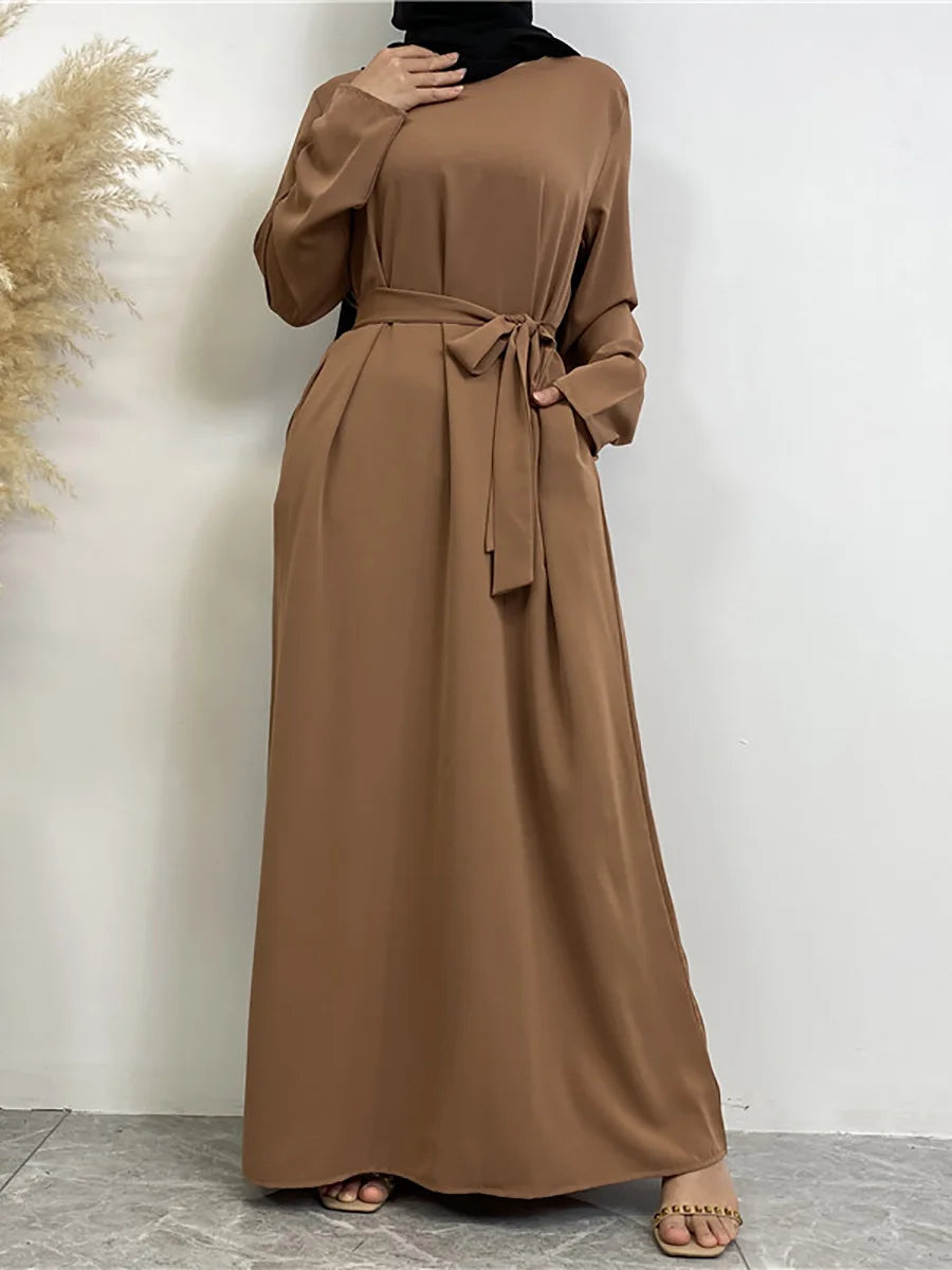 Modest Turkish Kaftan Abaya – Elegant Muslim Ramadan Maxi Dress