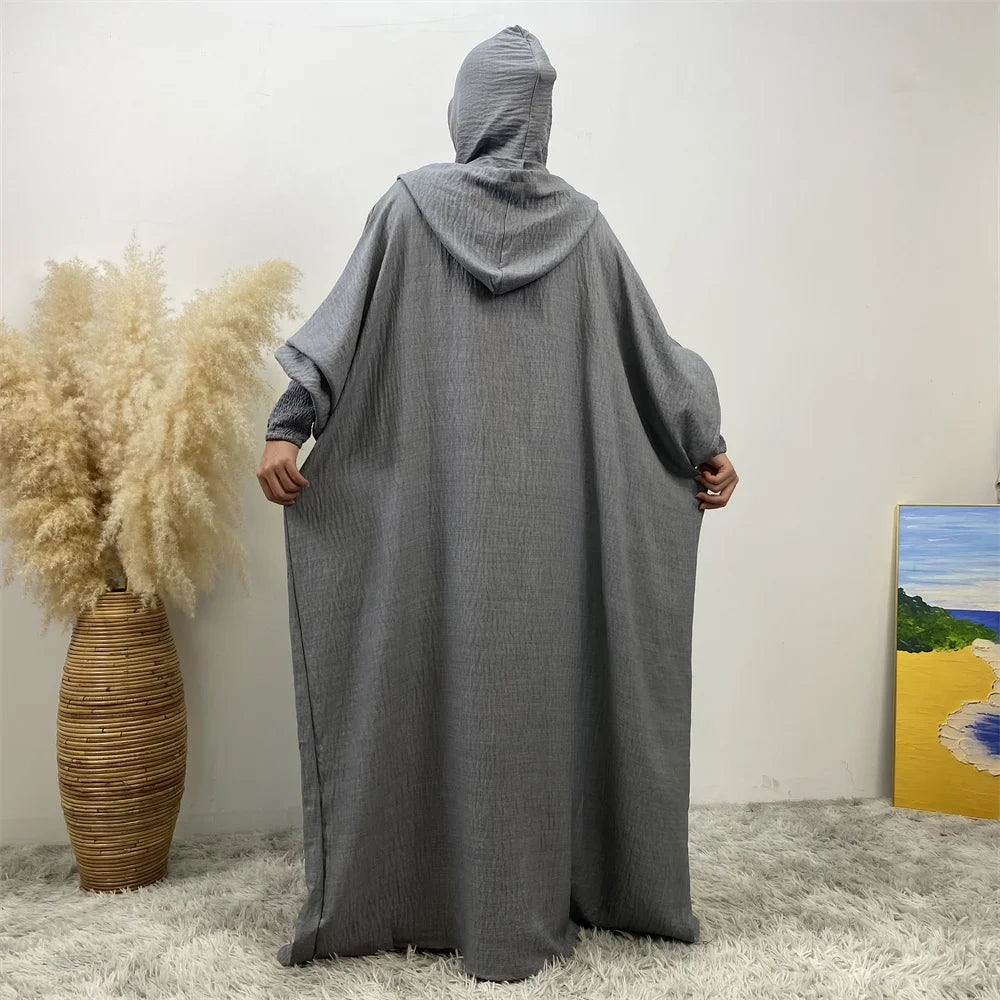 Hooded Batwing Abaya – Solid Color Ramadan Djellaba for Women