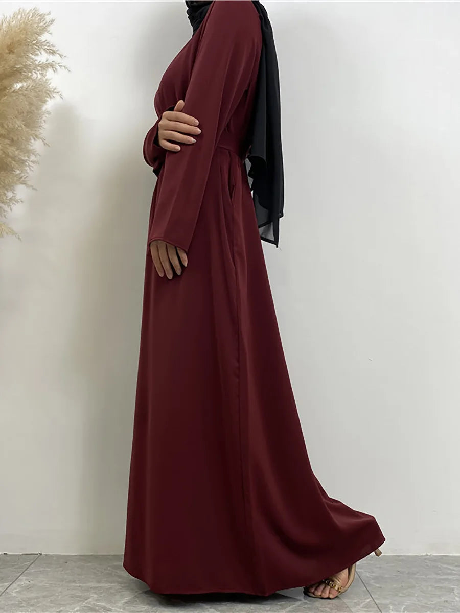 Modest Turkish Kaftan Abaya – Elegant Muslim Ramadan Maxi Dress